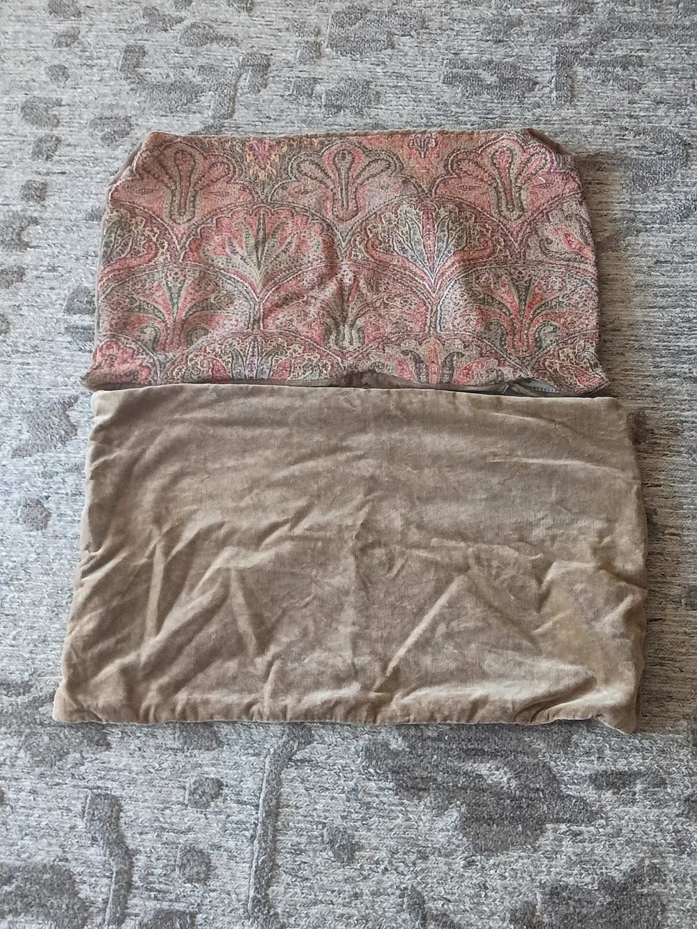 Pottery Barn Reversible Maxi Skirt in Coral Paisley and Tan Velvet